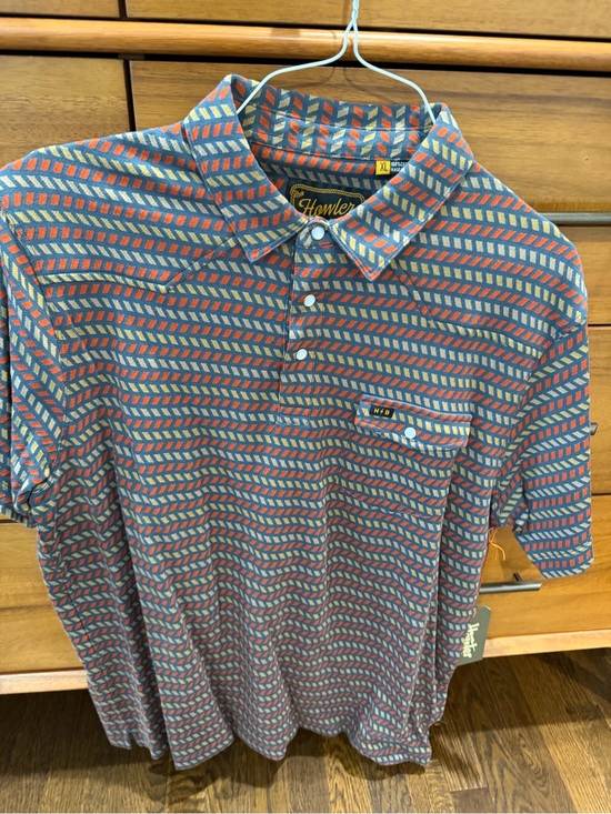 Howler Brothers Other - Howler Brothers Men's Blue & Orange Patterned Polo